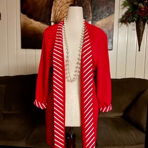 Draper&#39;s & Damon&#39;s • Large •  Red/White • Striped • Cardigan • Sweater