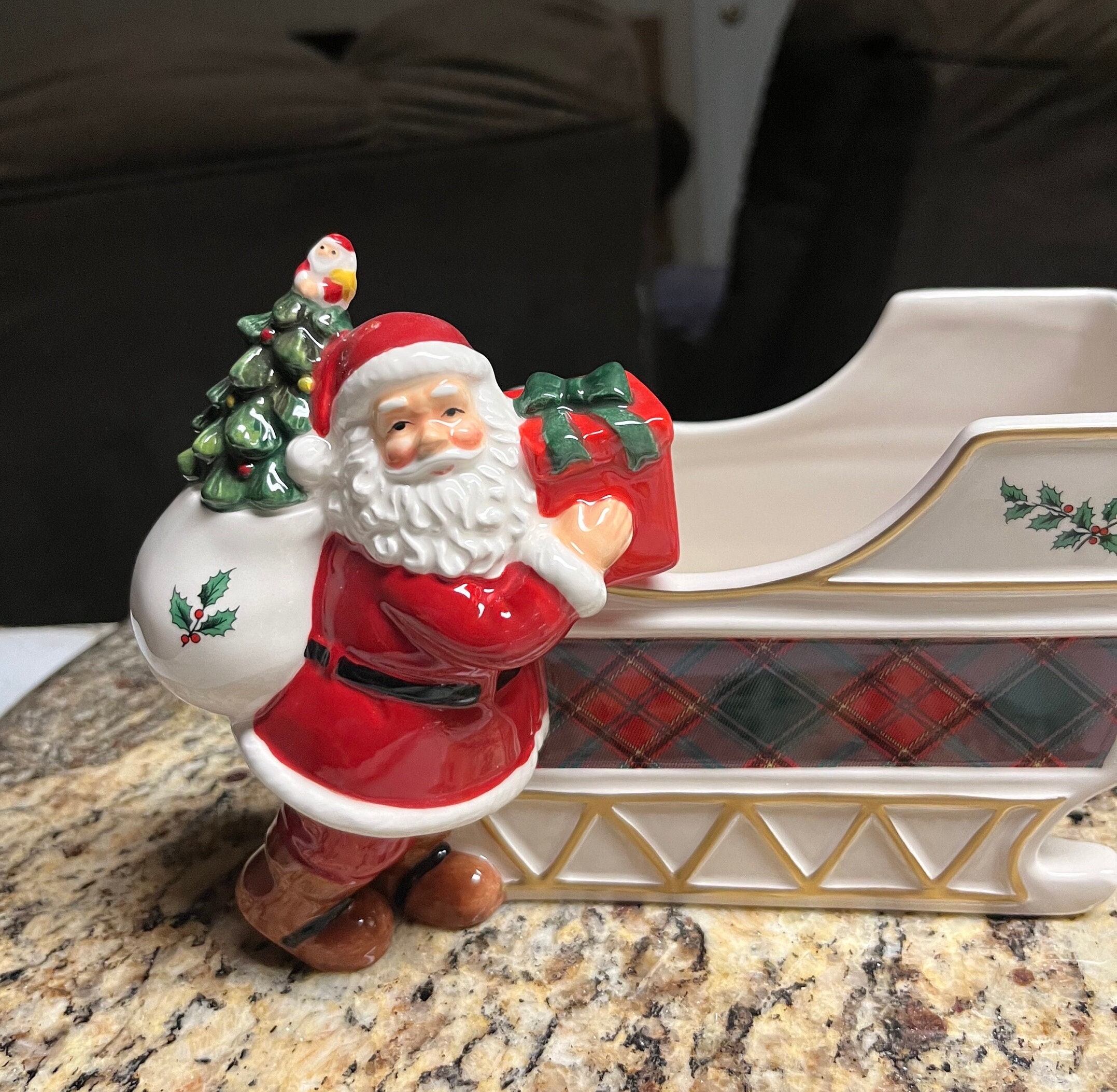 Spode • Christmas Tree • Santa • Sleigh • Candy Jar • White/ Red