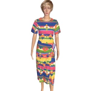 Affinity by Margo’s ~ Medium ~ Vintage (1980’s) ~ Made in USA ~ Multi-Colors  ~ Aztec/ Native American ~ Dress