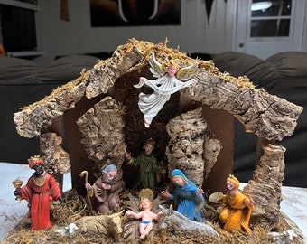 Melissa Doug Wooden 11 Pieces Nativity Set Figurines Stable Etsy