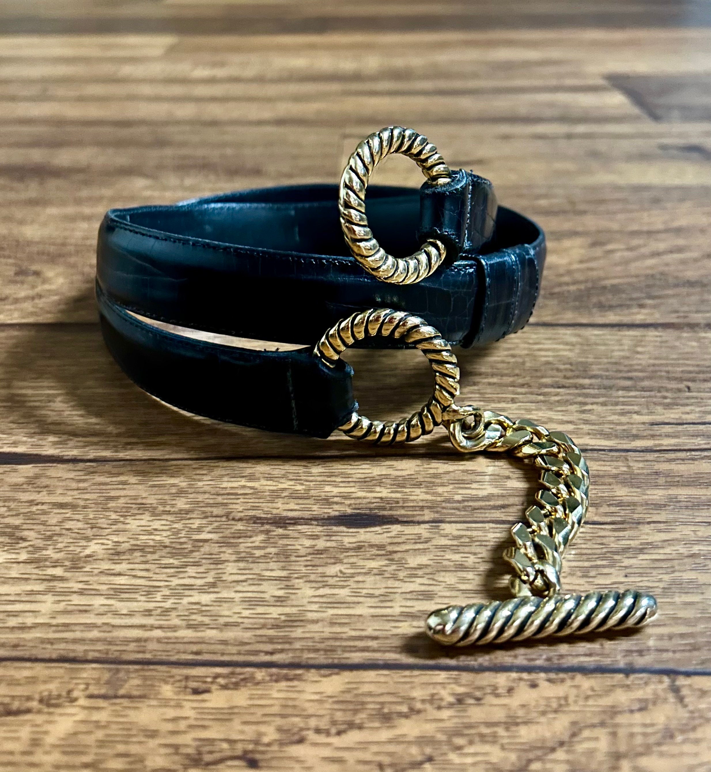 Vicenza Womens Waist Belt Black Golden #1222 Genuine Italian Size 30 Vicenza • Black / Gold • Women Belt • Italian Calf Skin  main image 3