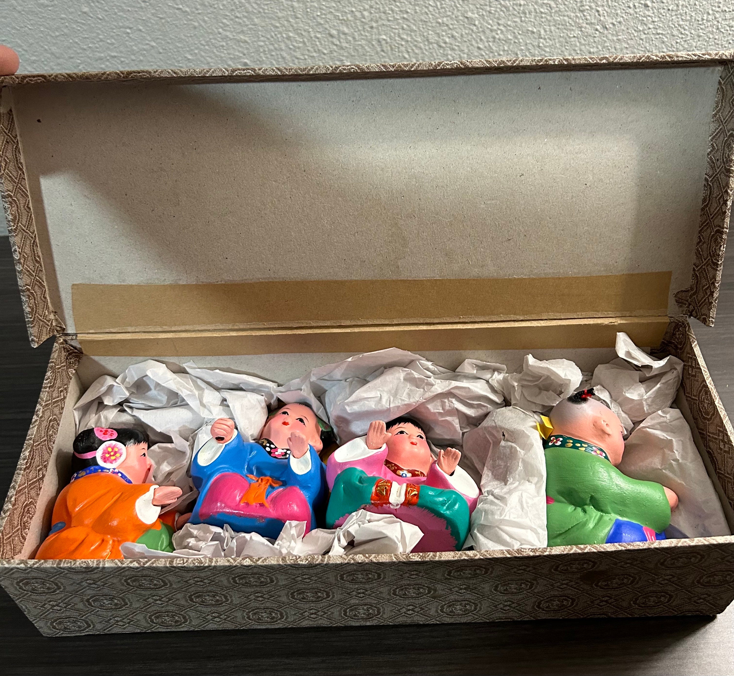 Vintage~ Chinese Folk Art 4 Piece Wuxi Clay Figurines (new W