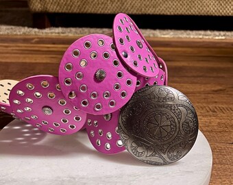 Mountain West • Leather • Rhinestones • Bling • Pink/Silver • Medium (34) •Belt Mountain West • Western • Leather • Rhinestones • Studded  main image 2