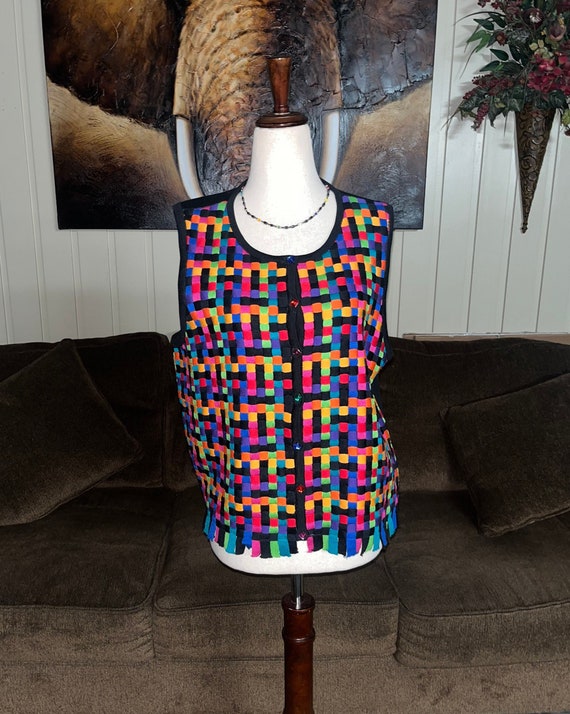 Christina Rotelli~ Size X-Large Woven Vest W/Fring