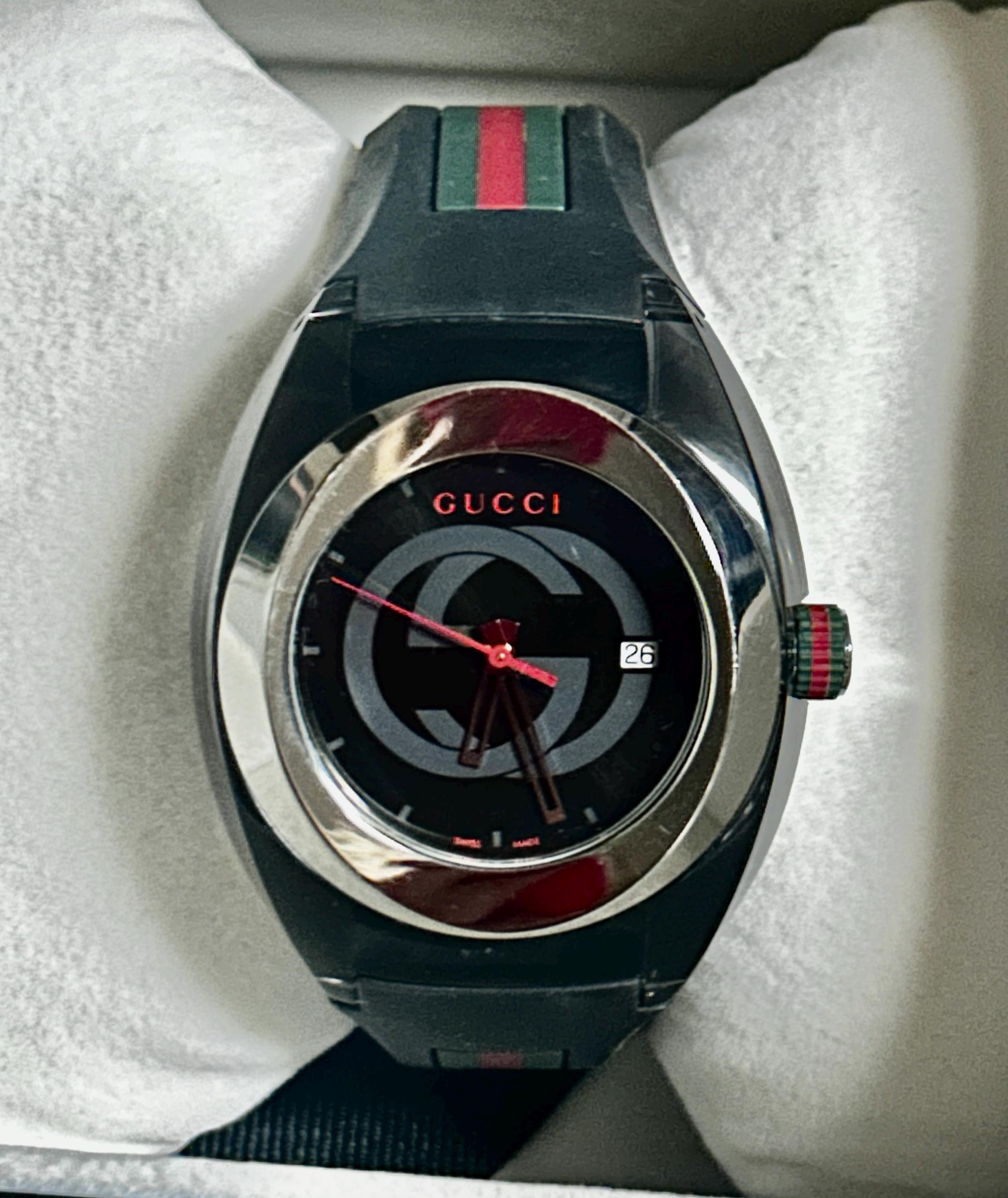 Gucci Sync ~ YA137101 Men's Stainless Black & Silver Watch