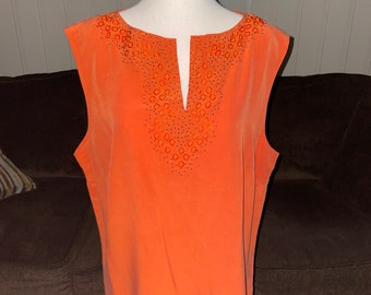 Diane Von Furstenberg • Orange • Blouse • Silk Assets • Size Large • New W/ Tags