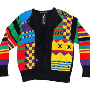 I.B. Diffusion ~ Women’s Small ~ Vintage ~ Multi-Colors ~ Geometric ~ Cardigan Sweater
