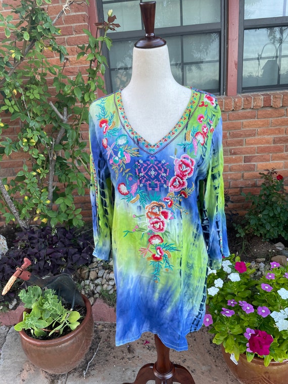 Calesas • Size Small • Blue/Green • Floral • Embro