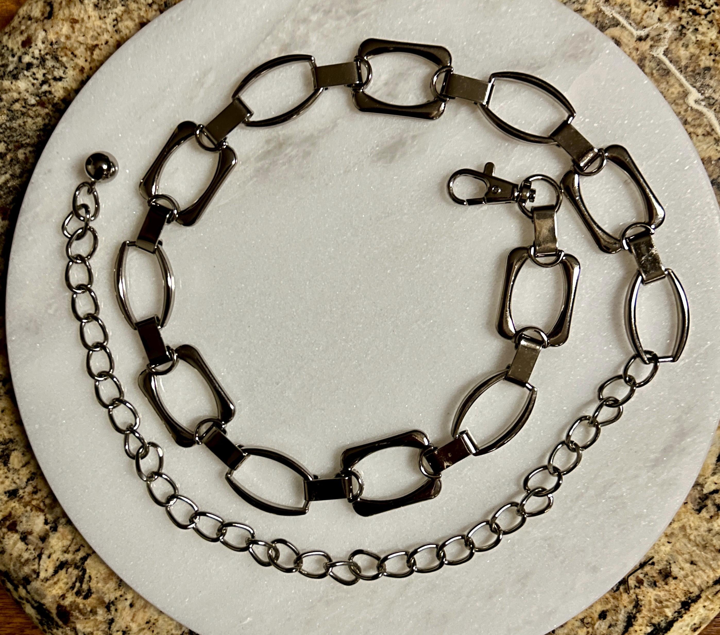 Silver Tone Chunky Link Chain Belt With Large Oval Rings‎ Accent Boho Chic 47-23 Silver Tone Large Metal Chain Link Fashion Belt 39 main image 3