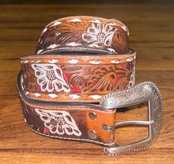 Nocona ~ Men's ~ Size 34 ~ Leather ~ Brown/black/red ~ Floral