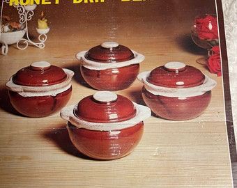 Valley Forge • Vintage • 1996 • Brown •  4 Honey Drip Bean Pots • New W/Box