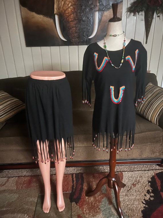 Vtg~”Modi” Size Small Dress W/ Beaded Fringe