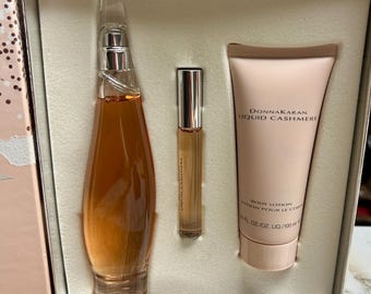 Donna Karan • Liquid Cashmere Blush • 3 Piece Gift Set • EDP Perfume (3.4 Oz)/ EDP Rollerball (.34 Oz.) / Body Lotion (3.4 Oz) • Brand New