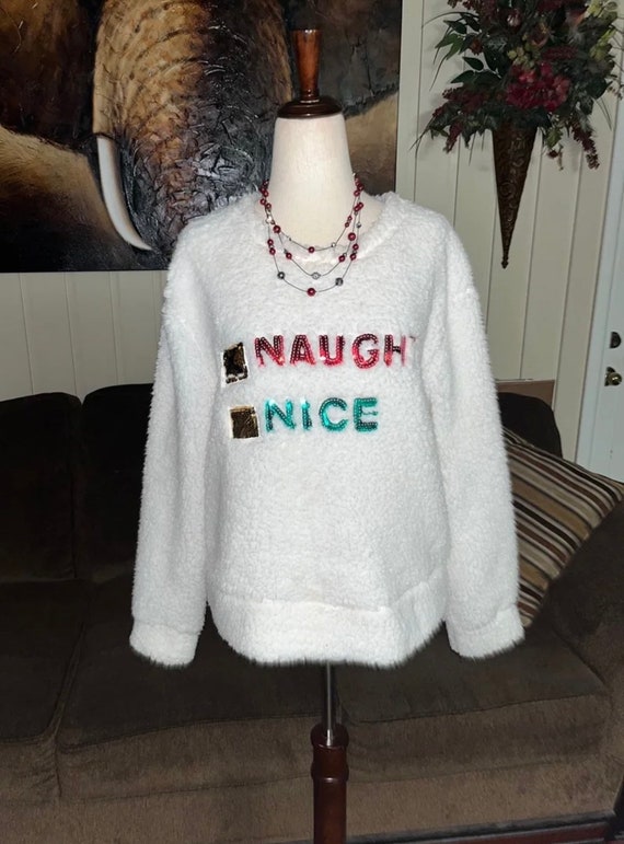 WFX~ White Fluffy Christmas Sweater Size Large