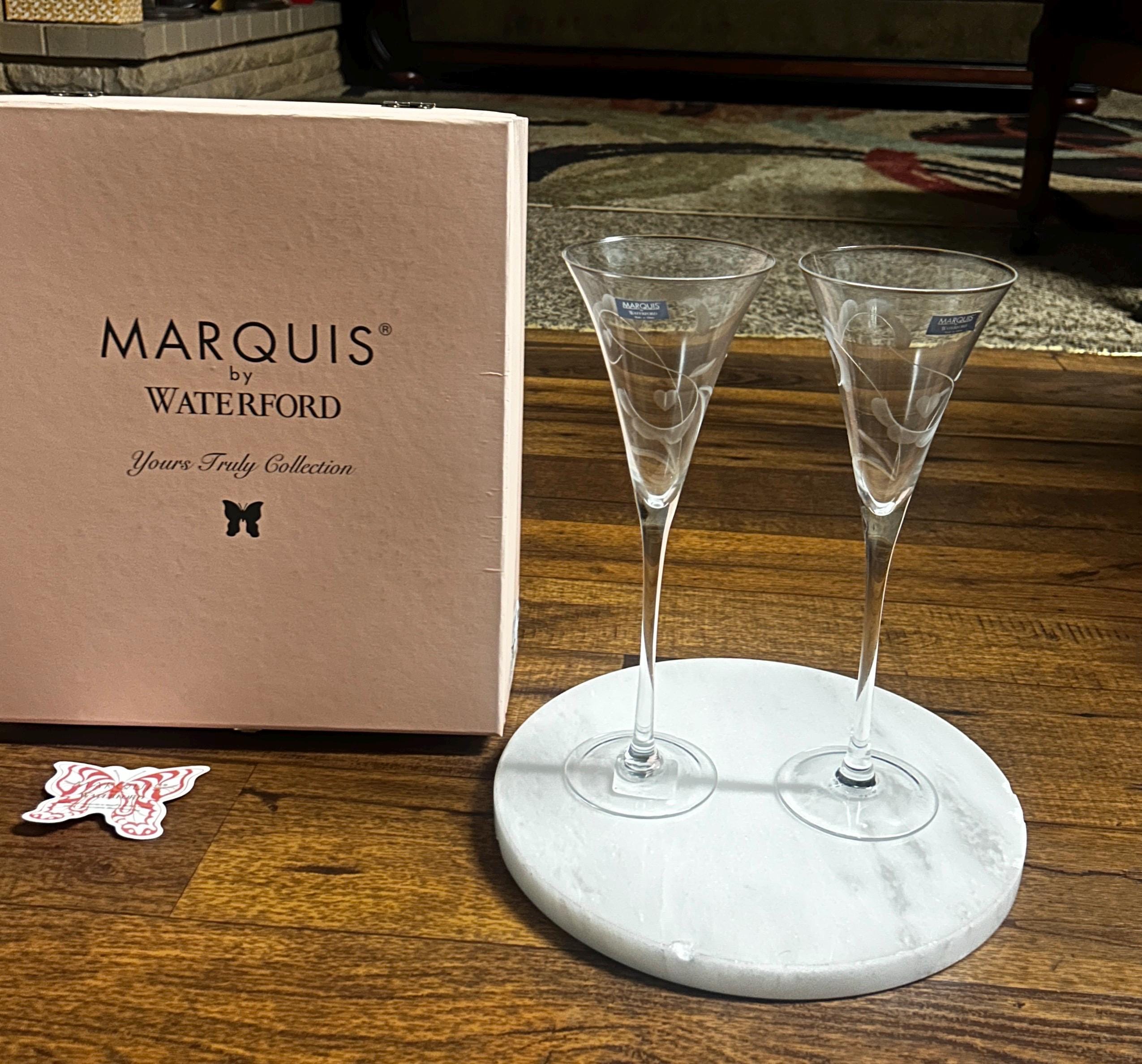 Amazon.com | Waterford Wishes Happy Celebrations Toasting  Waterford crystal Yours Truly crystal champagne Flutes main image 1