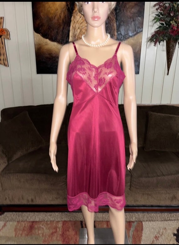 Henson Kickernick Burgundy Sexy  Nightgown Slip~S… - image 9