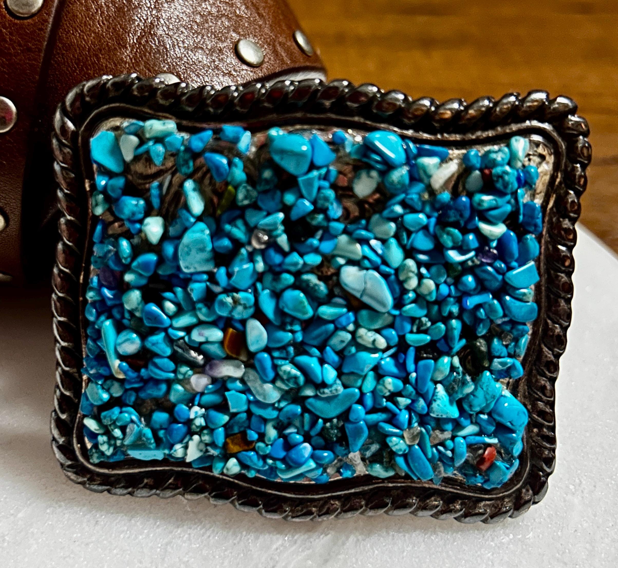 WCM Italian Leather Belt Calf Hair Faux Turquoise Silver Buckle , Size S Wcm Belt - Etsy main image 3