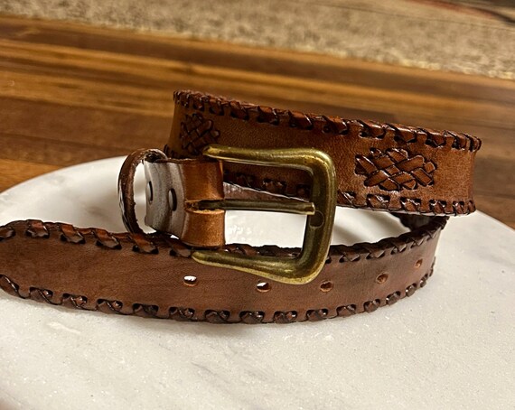 Liz Claiborne Wide Braided Leather Belt Liz Claiborne Womens Wide Dark Brown Leather Woven Braided  main image 3
