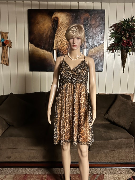 Mesmermize~Leopard Silk Size Medium Sleeveless Dr… - image 1