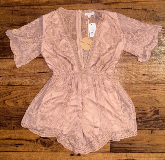 Honey Punch  Boho  Medium  Pink  Floral Lace  Embroidery  Romper   New W/tags - Etsy
