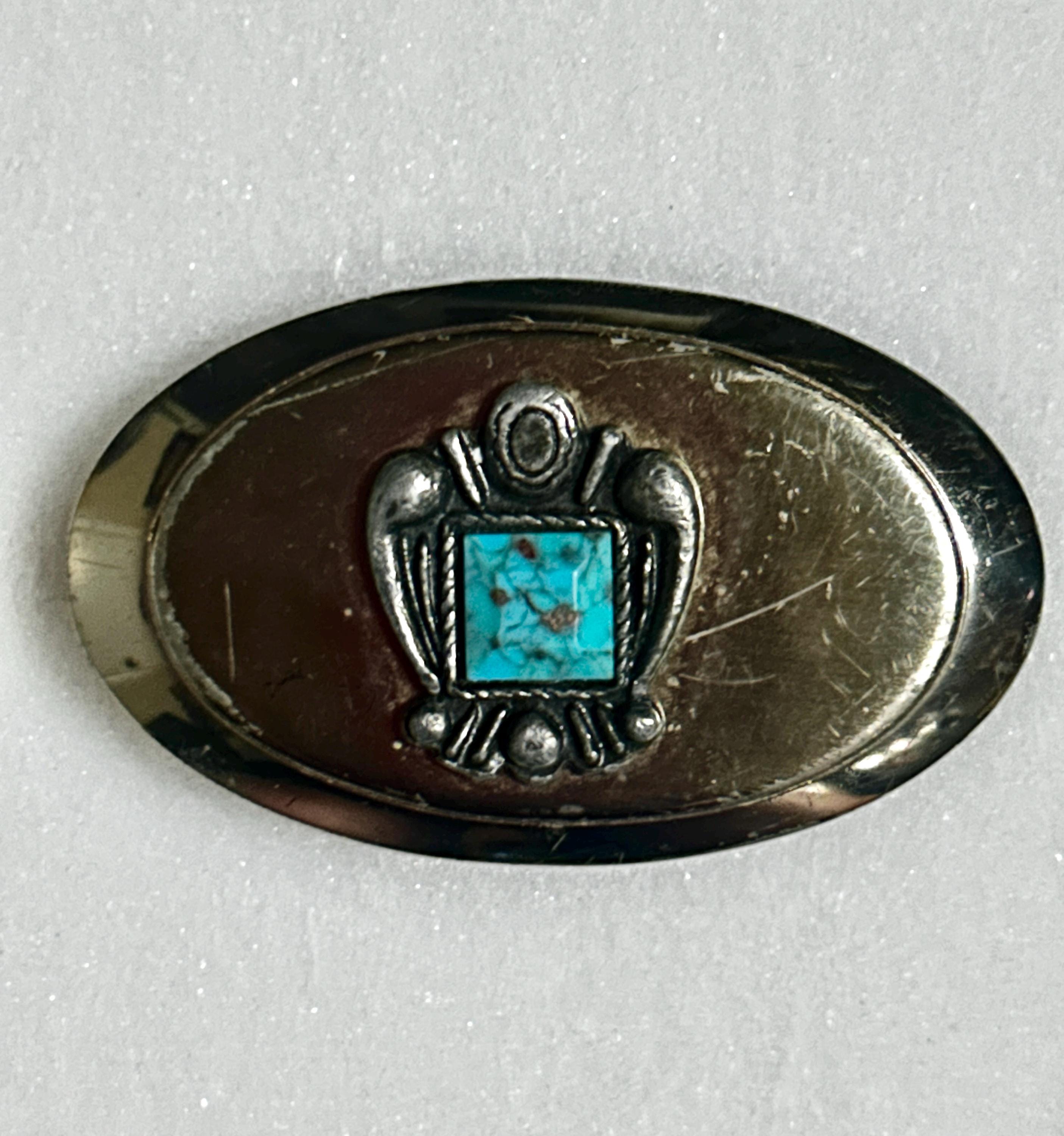 Vintage ~ Southwestern Native American ~ Silver Tone W/ Faux 