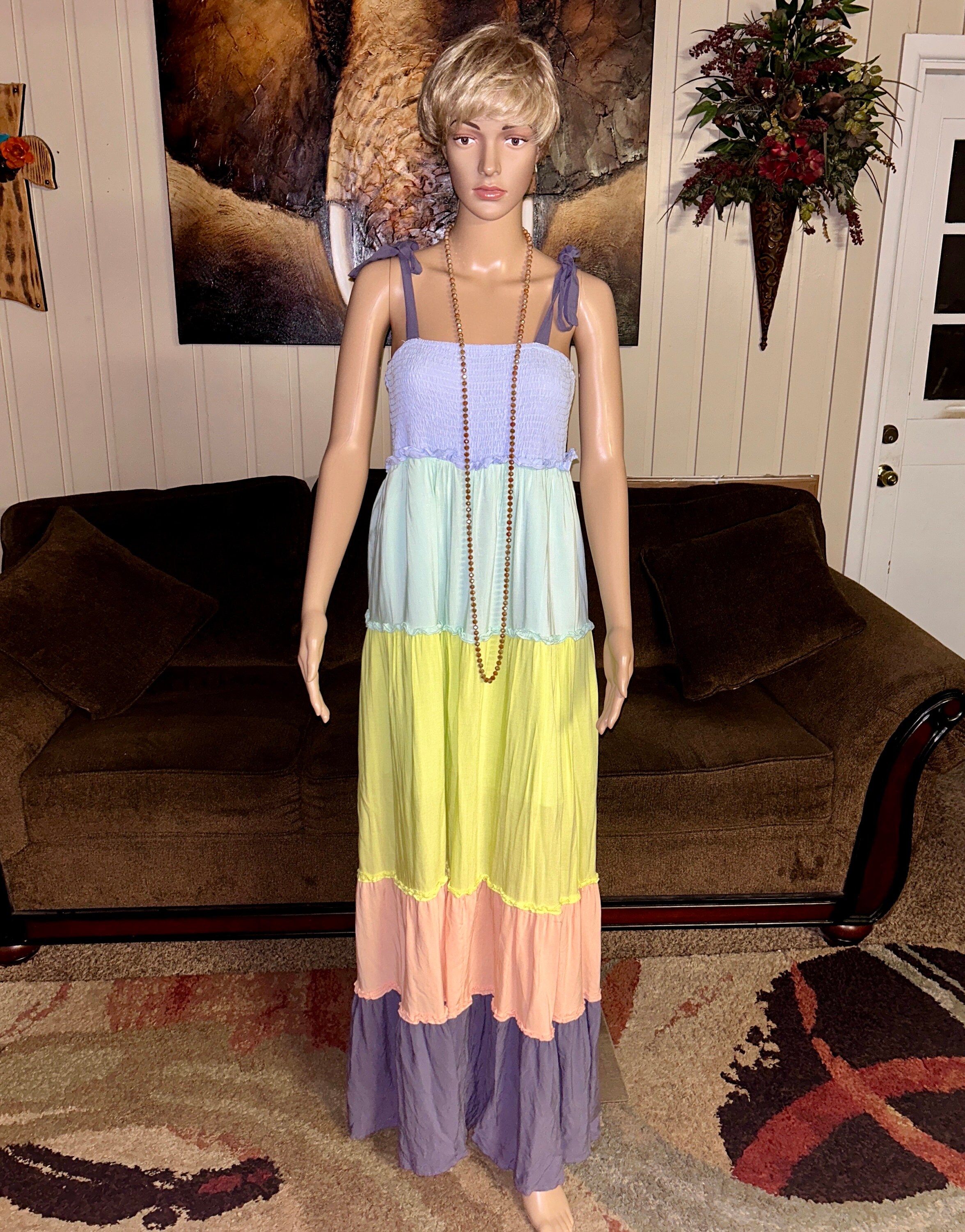 小物 nyomu J. NNA • Large • Maxi • Dress • Multi-colors • Block Smocked