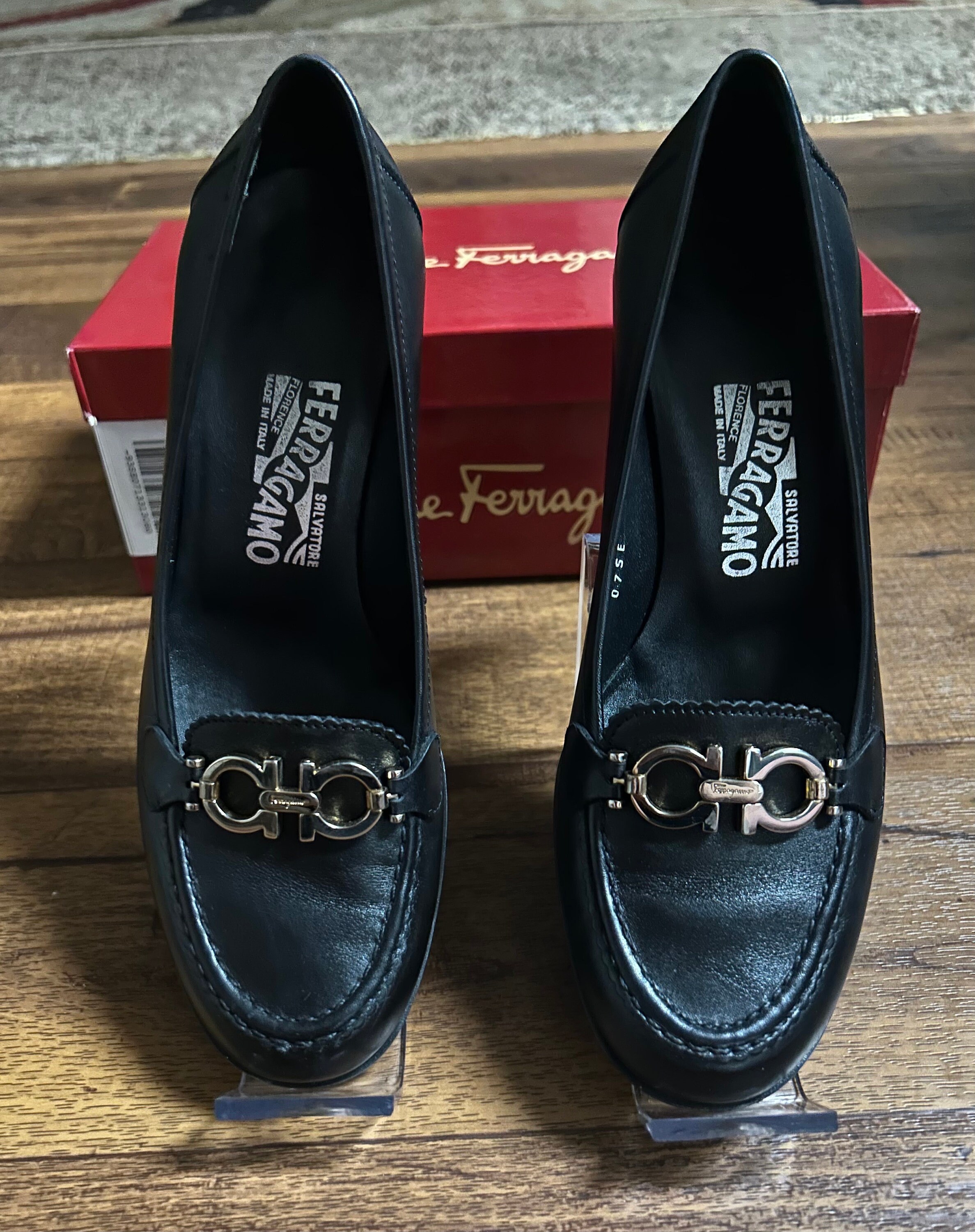 Salvatore Ferragamo Black Leather Slip On Loafers Size 8 Salvatore Ferragamo  main image 3