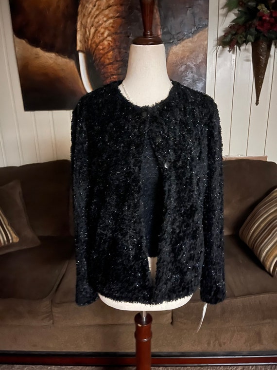 New~”Kay Celine” Black Cardigan W/Sweater~Size Sma
