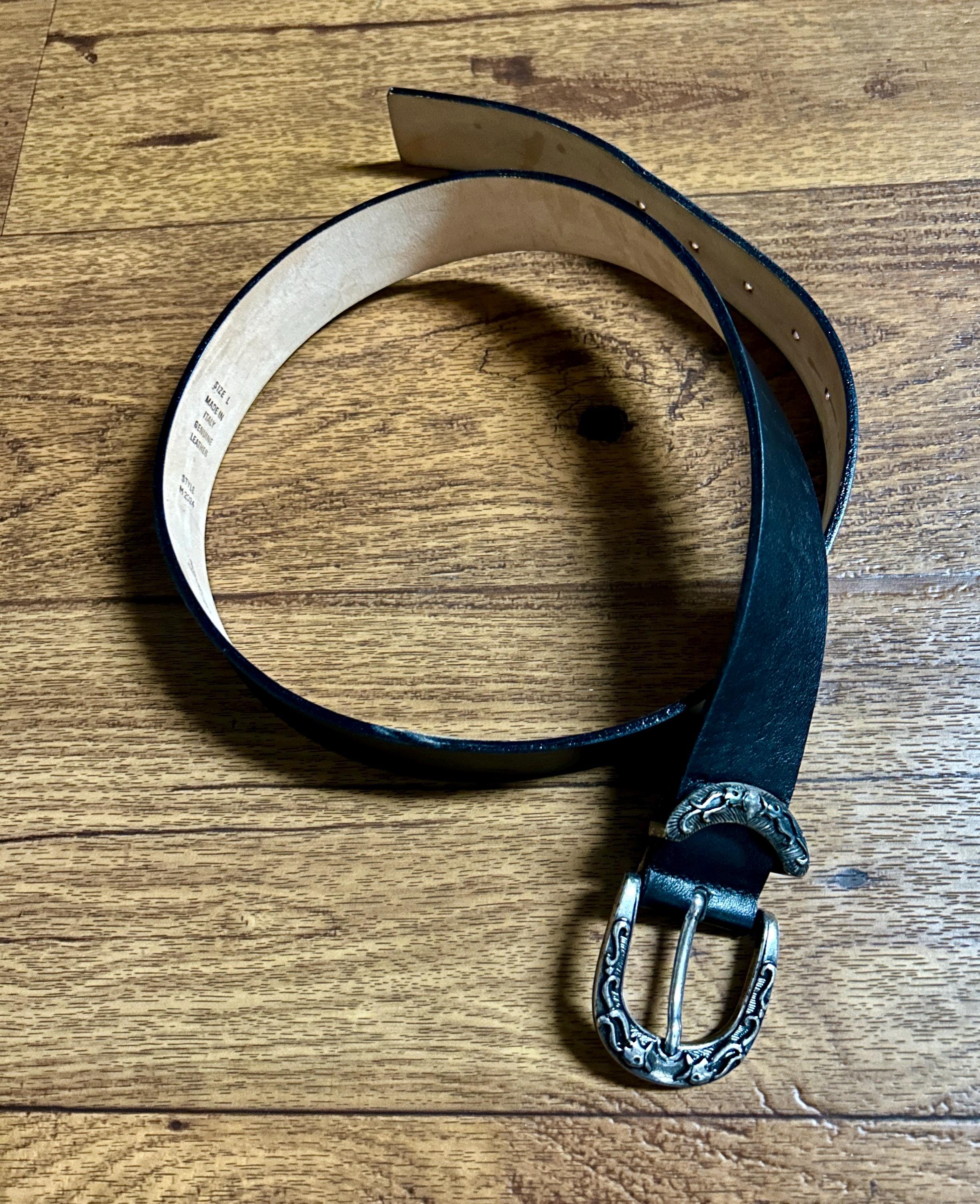 VTG Garuglieri Italian Brown Leather Western Belt Silver Rhinestone Large 38\