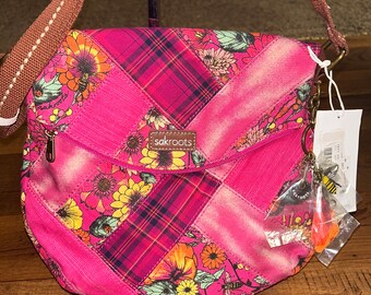 Sakroots~ Crossbody Pink Bag W/ Patches, Floral, Bees & Ladybug (New W/ Tags)