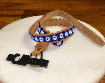 Vintage Hand Beaded Leather Belt: Multicolor Circle Design  display picture 1