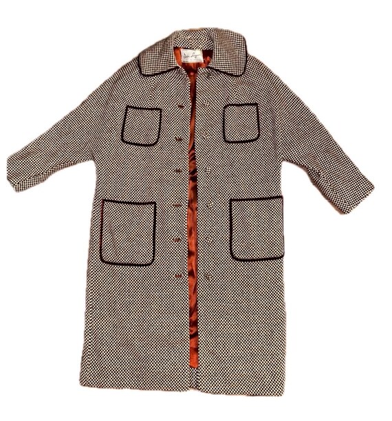 Don Lopez Beverly Hills ~ Women’s Large ~ Vintage ~ USA (Union Made) ~ Brown/ White ~ Trench Coat