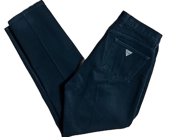 Guess Jeans ~ Vintage (1980’s) ~ USA ~ Size 32 (34/31) ~ Black Denim Straight High Rise Jeans