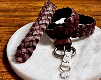 American Eagle Outfitters (AEO) ~ Women's Medium/Large ~ Woven/Braided ~ Brown Leather Belt ~ New W/ Tags