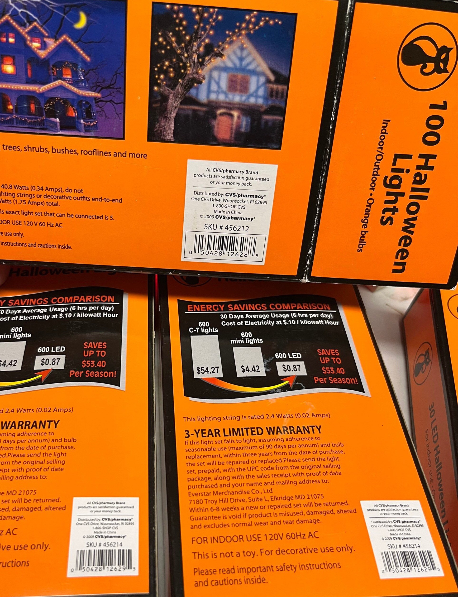 CVS • 7 Boxes • Halloween Lights • Orange/ White • 2009 • New W/ Box - Etsy