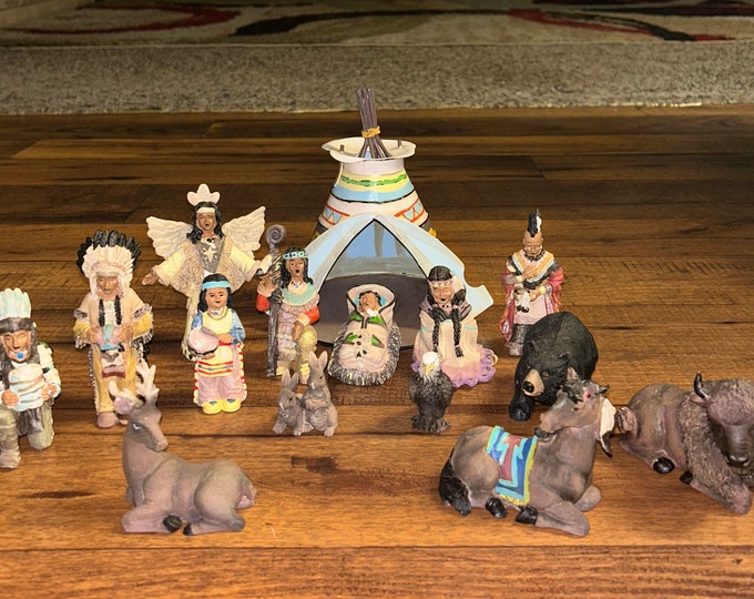 WMG • 2003 • Porcelain• 15 Pieces Native American Indian Nativity Set ...