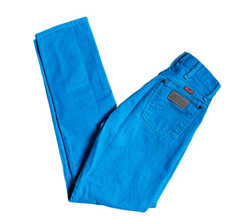Wrangler ~ Vintage (1980’s) ~ Made in USA ~ Western ~ Cowgirl ~ Turquoise ~ Size 9 (28/34) ~ Bootcut ~ High Rise ~ Jeans Bild 3