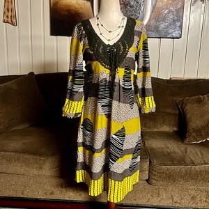 Aryeh Anthropologie “Curry” ~ Size Large ~ Abstract Design ~ Yellow/Brown~ Boho Tunic Dress ~ New W/Tags bild 2