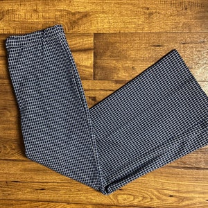Montgomery Wards ~ Women’s Size 14 ~ ~ Vintage (1970’s) ~ Blue ~ Plaid Bell Bottoms Pants
