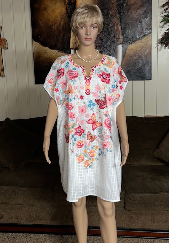 Impressions~Size 1X Tunic Dress W/ Floral & Butter