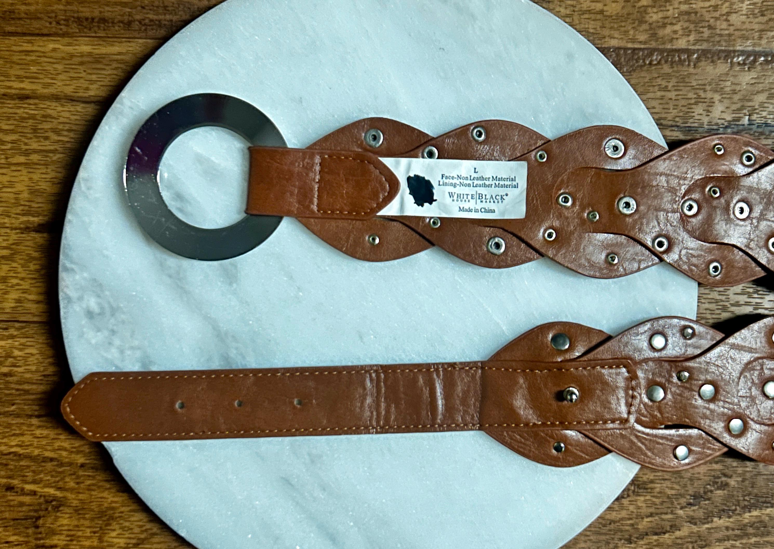 White House Black Market ~ Women’s Large ~ Brown W/Silver Studded Belt ~ New Isaac Espresso/Silver Studded Belt | Belts | Accessories main image 4