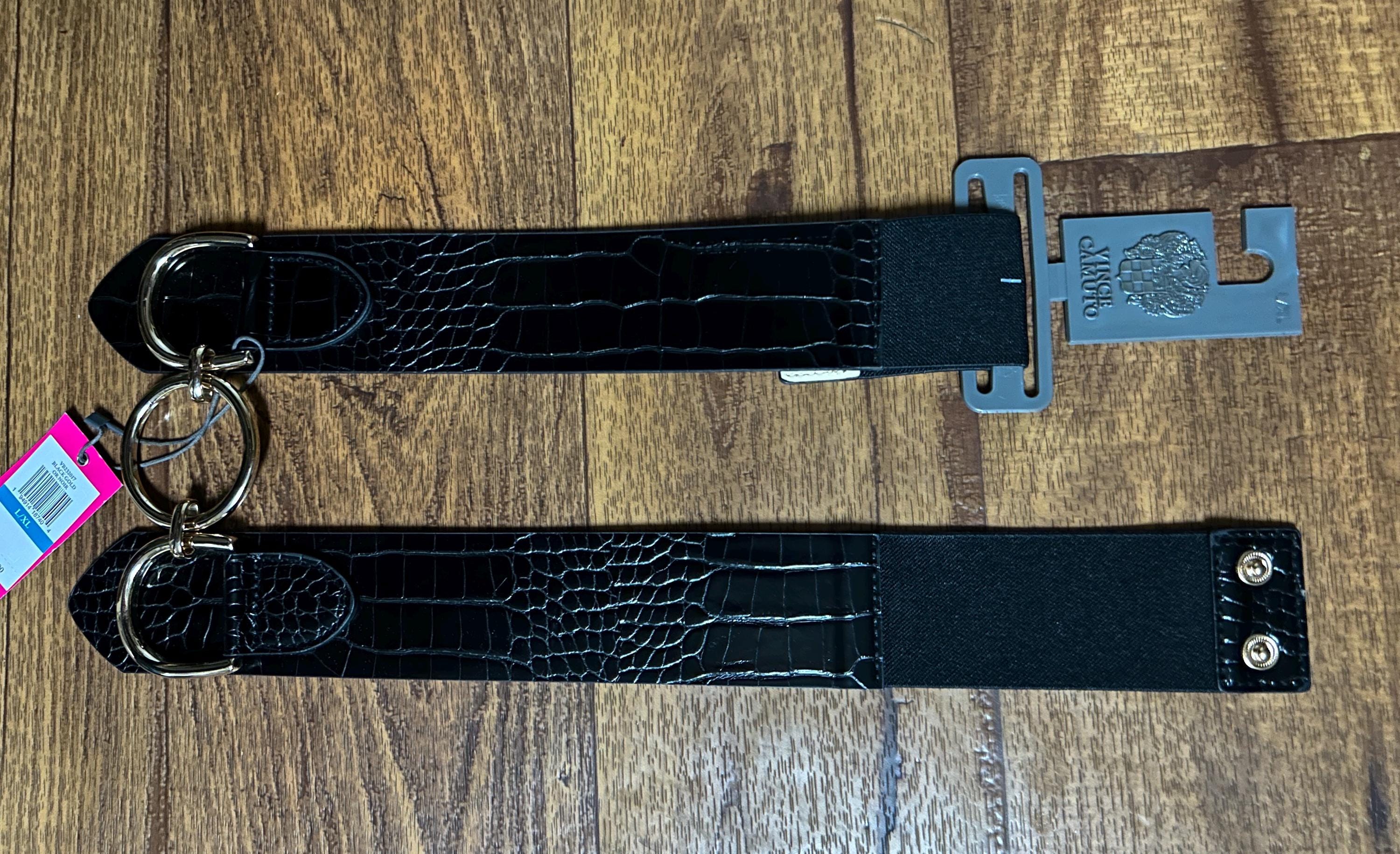 Vince Camuto • L/x-large • Croc Embossed • Black Leather 