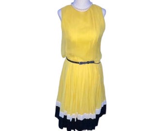 Joan Leslie by Kasper (Bust 30", Waist 26", Hip 32") Vintage (1960’s) ~ Yellow Party/ Cocktail Dress