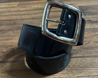 Vintage Robbie Nelson Black Leather Belt w/ Gold Tone Buckle | Size L Robbie Nelson | Accessories | Robbie Nelson Tooled Black  main image 4