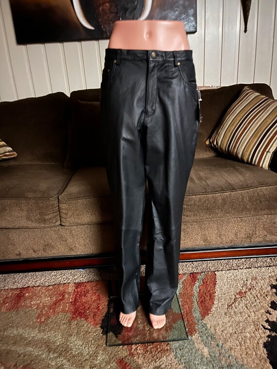 New W/tags KC Collections Women Size 12 Black Leather Pants - Etsy