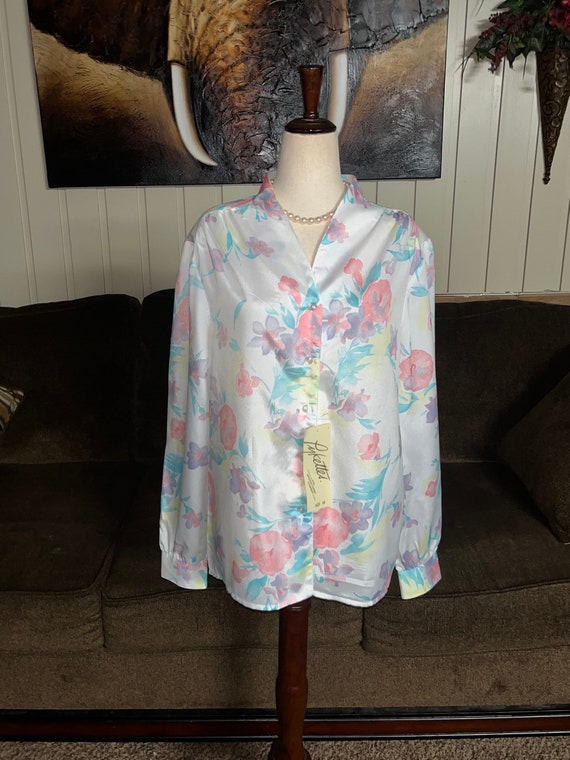 Pykettes~ Vintage (New W/Tags) Size 14 Floral Blou