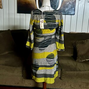 Aryeh Anthropologie “Curry” ~ Size Large ~ Abstract Design ~ Yellow/Brown~ Boho Tunic Dress ~ New W/Tags bild 9