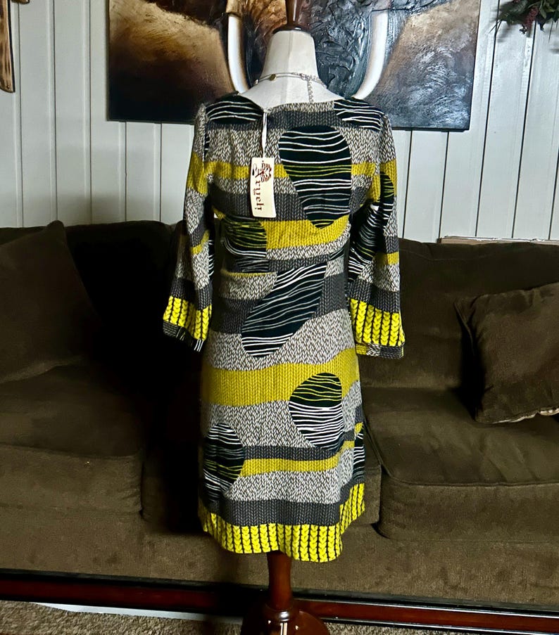 Aryeh Anthropologie “Curry” ~ Size Large ~ Abstract Design ~ Yellow/Brown~ Boho Tunic Dress ~ New W/Tags bild 9