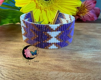 Miyuki Delica Beaded Cuff Bracelet: Geometric Loom Jewelry