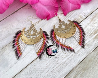 Boucles d’oreilles perlées, boucles d’oreilles courtes, boucles d’oreilles déclaration, boucles d’oreilles à franges, bijoux perlés, boucles d’oreilles faites à la main, boucles d’oreilles pendantes, boucles d’oreilles boho,